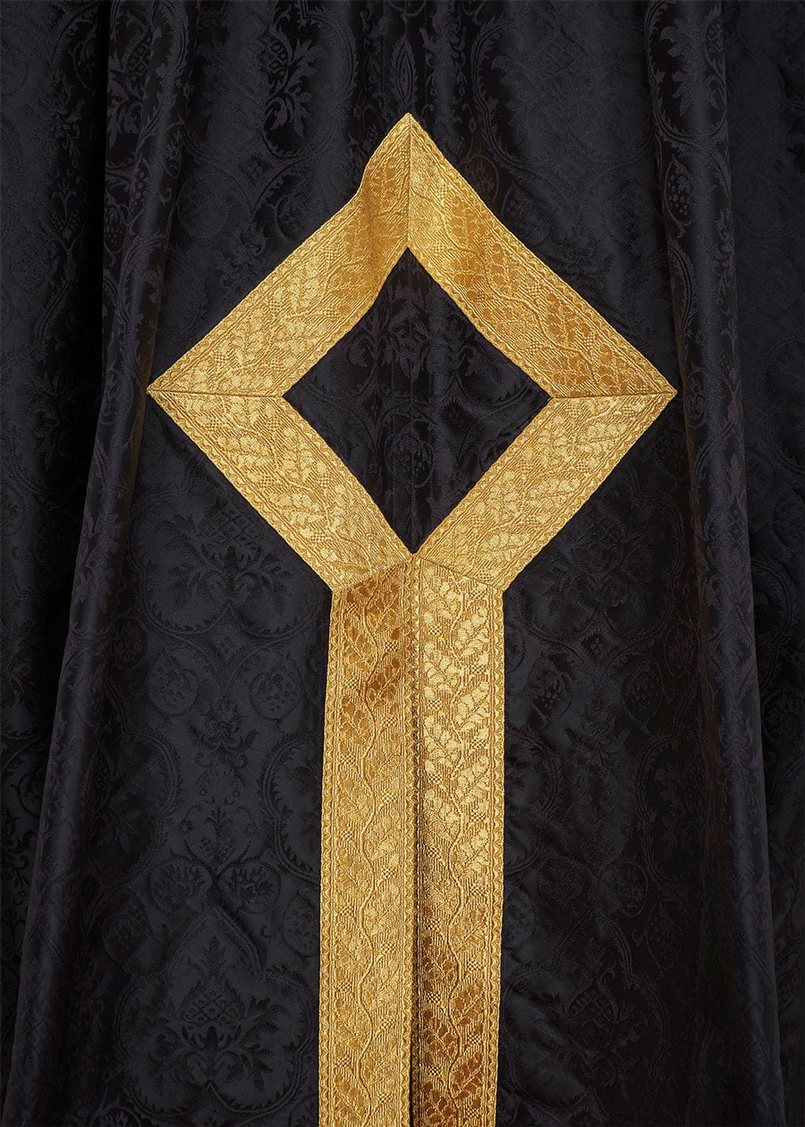 Chancellor's academic gown with diamond shape oakleaf hem