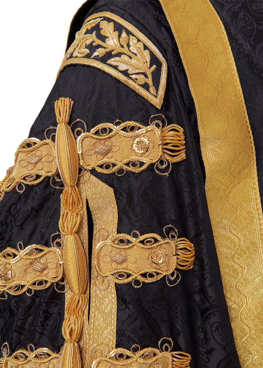 Gold embellishments on officers academic robe