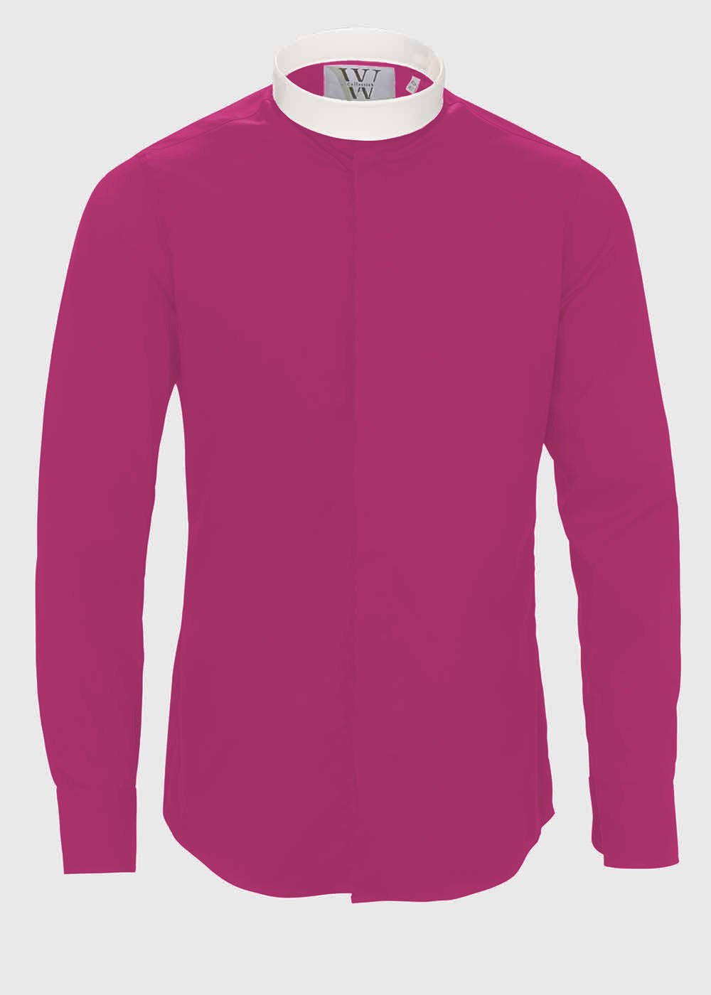 Red Purple Slim Fit Clergy Shirt, Mens, Neckband Collar, Fly Front