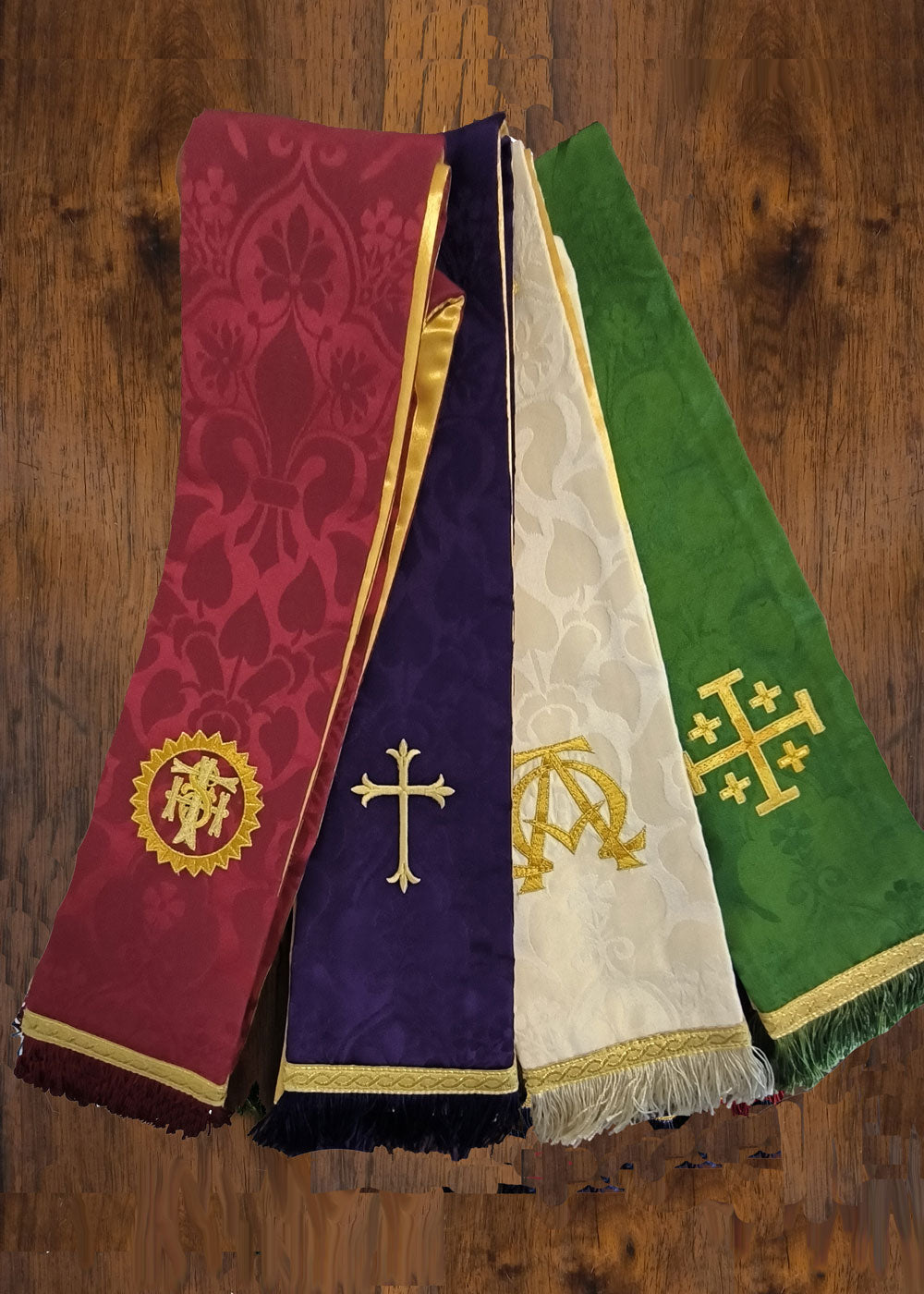 Set of 4 Winchester Stoles with Embroidered motifs
