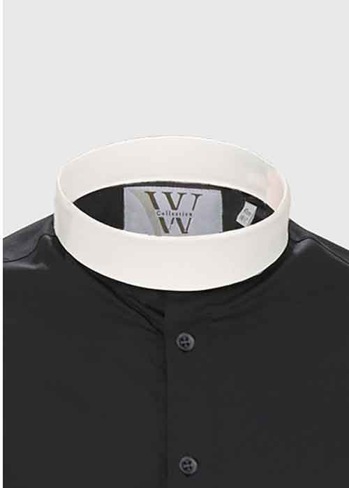 Slim fit clergy shirt band collar button through