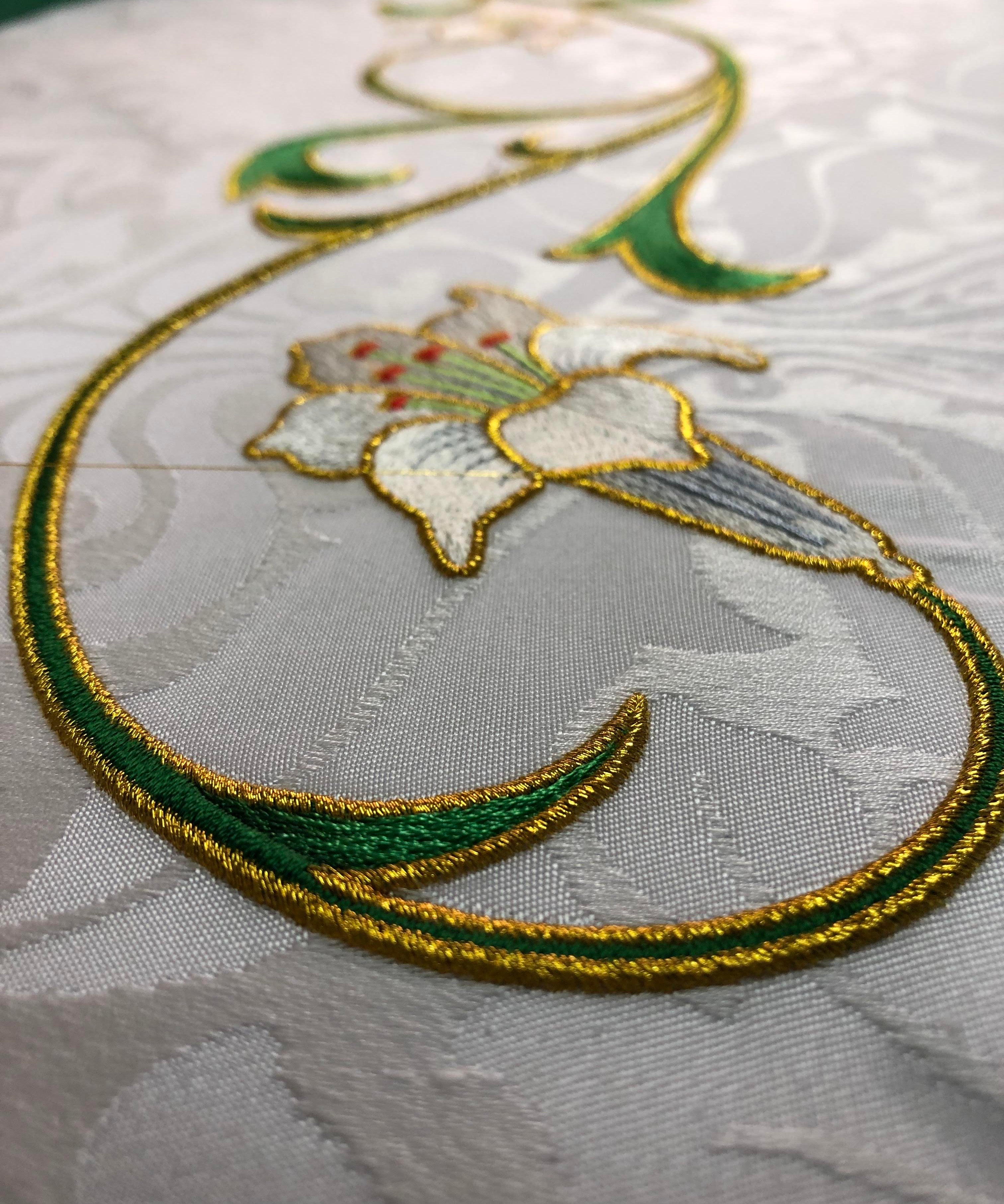 Ecclesiastical garment and church textiles featuring hand /machine embroidery 
