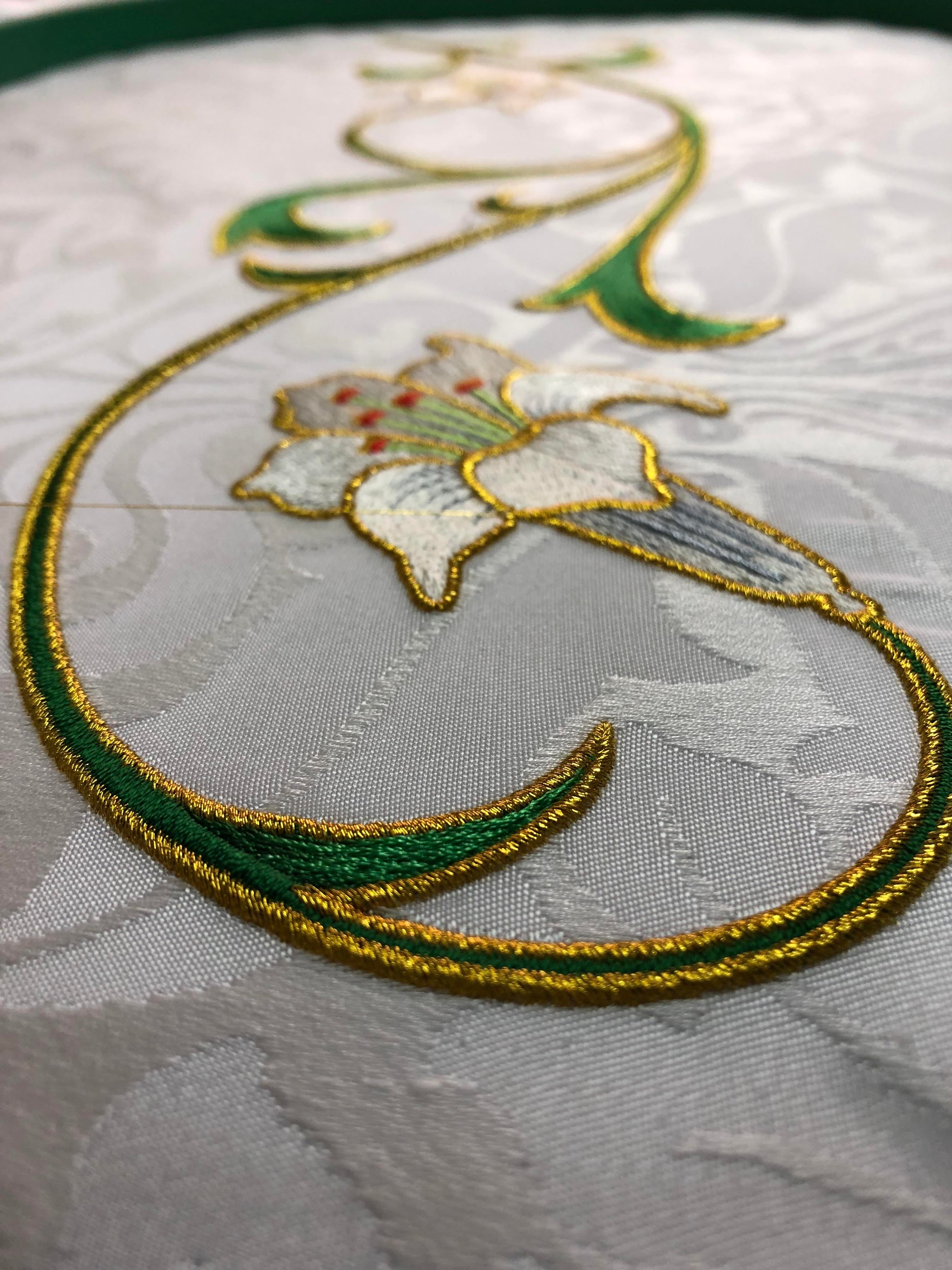 Ecclesiastical garment and church textiles featuring hand /machine embroidery 