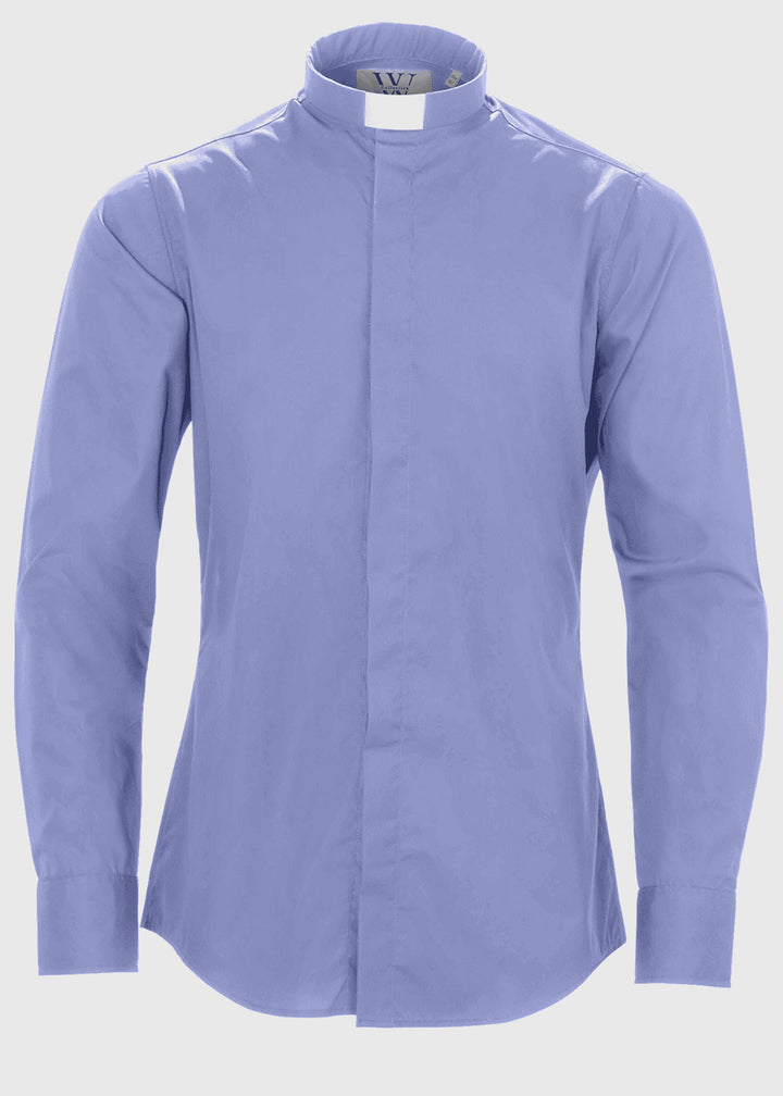 blue slim fit clergy shirt