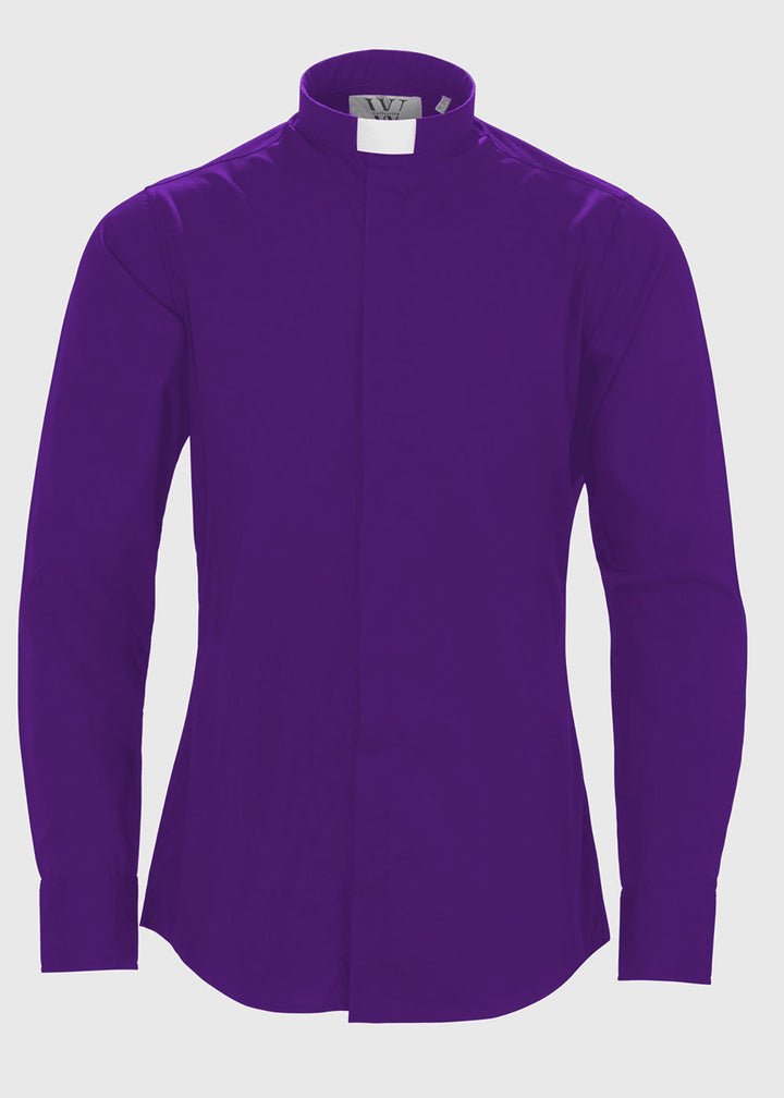 Blue purple slim fit tunnel neck clergy shirt