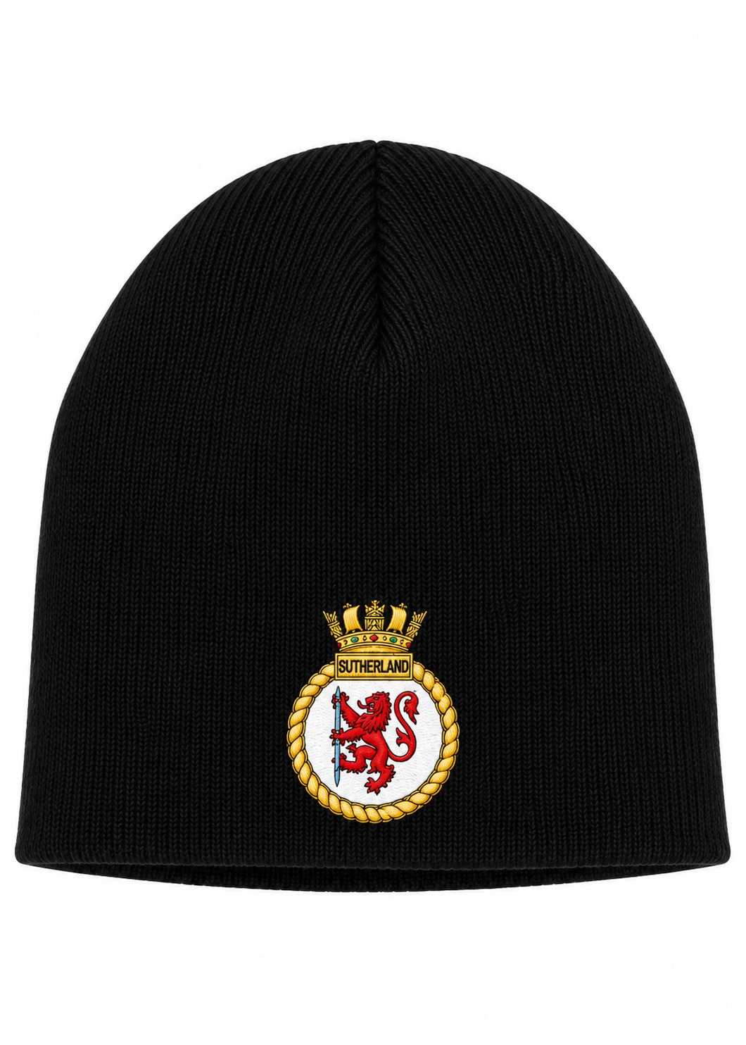 HMS Sutherland Black Beanie with ships crest