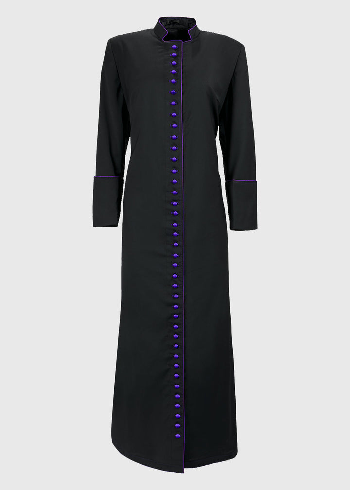 Fully Trimmed Clergy Cassock | Single Breasted | Black | Mens