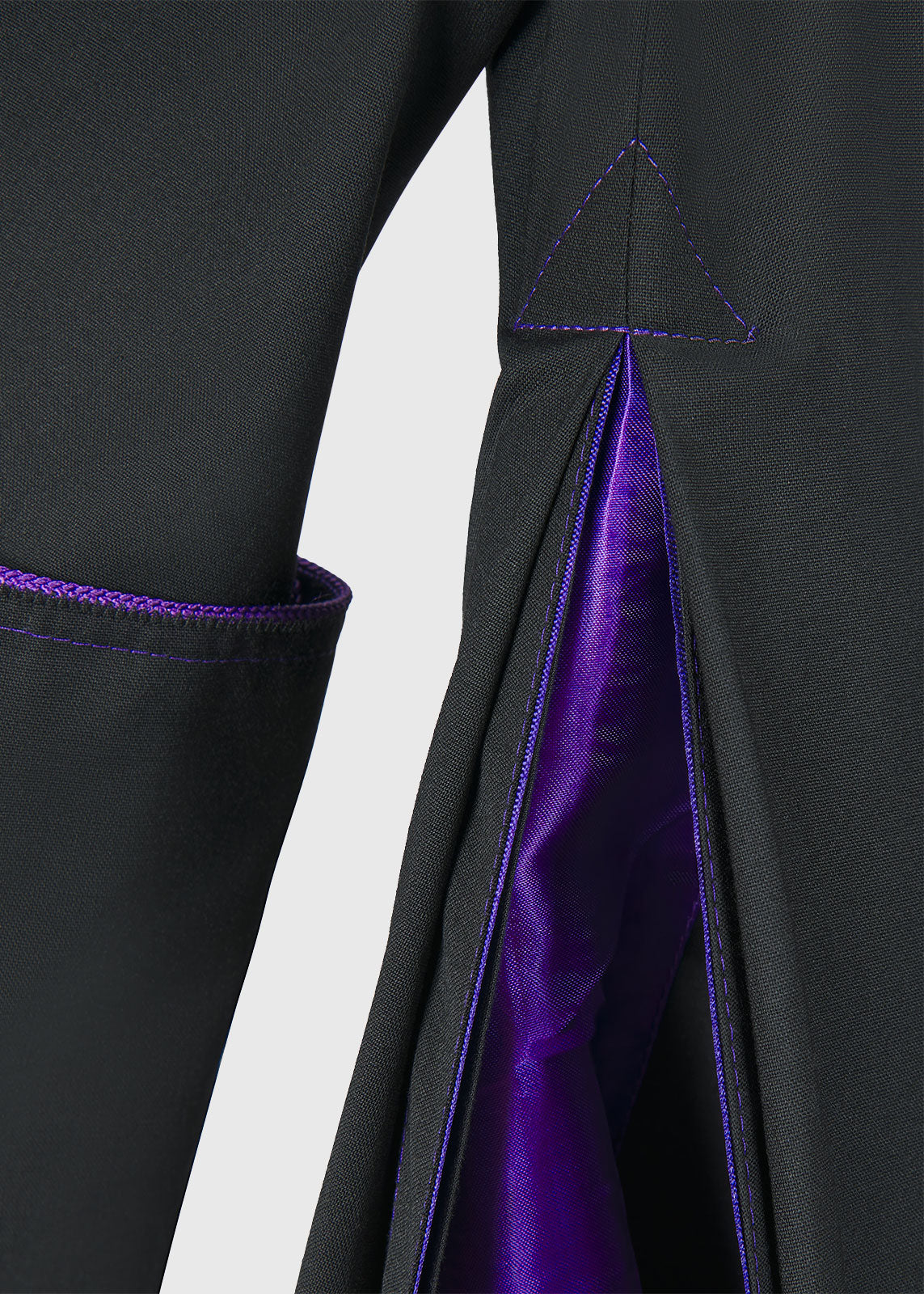 Fully Trimmed Clergy Cassock | Single Breasted | Black  with blue purple trim