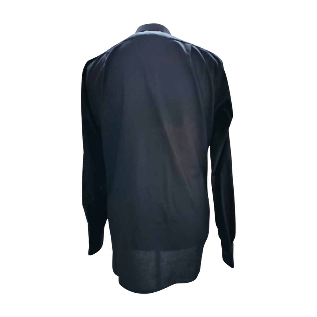 Men's Silm Fit Black Poly Cotton Neckband Clergy Shirt