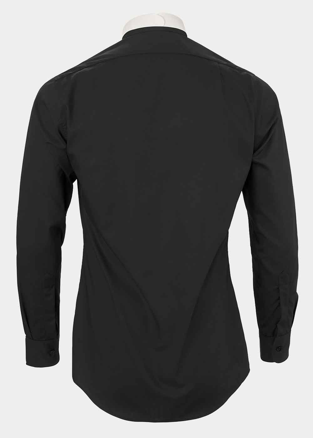 Black Slim Fit Clergy Shirt - Neckband Collar