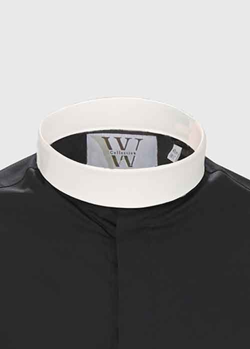 Slim fit clergy shirt with band collar fly front