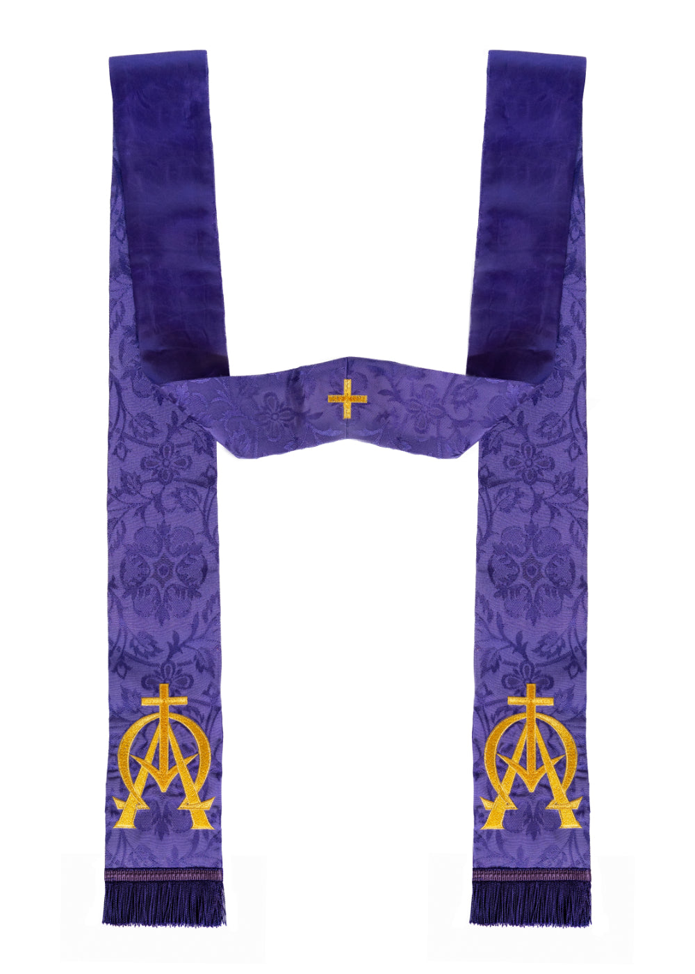 Violet Clergy Stole with Entwined Alpha Omega Embroidery
