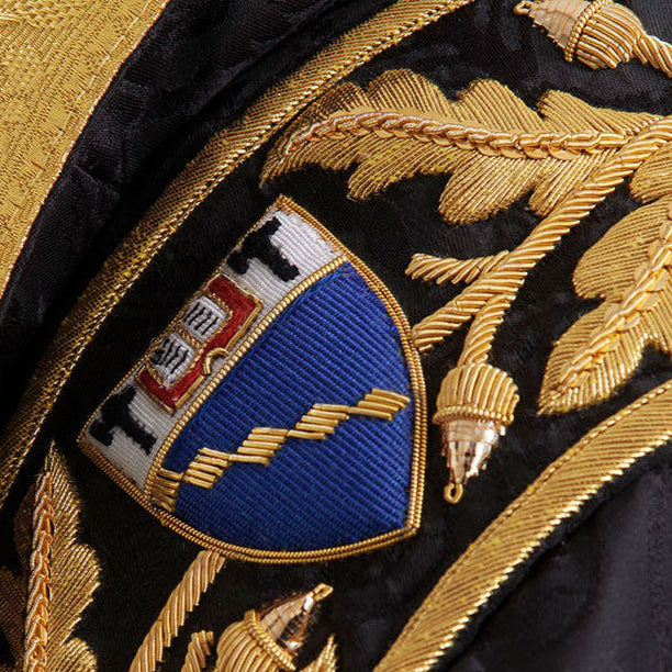 Gold shoulder wings with institutional crest