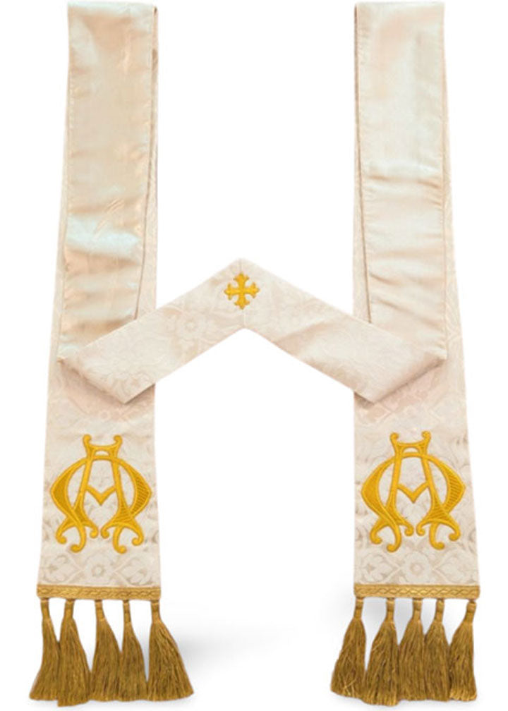 Ivory stole with Alpha Omega entwined embroidery 