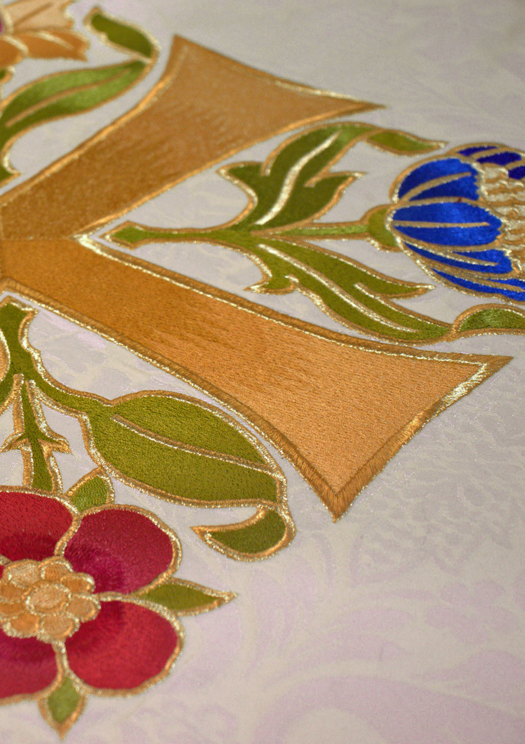 Greek Cross with flowers machine embroidery