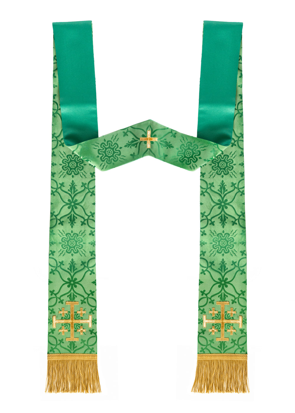 green Ely Anglican Stole with Jerusalem Cross
